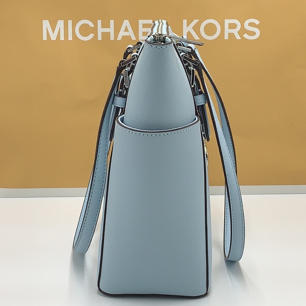 MICHAEL KORS CHARLOTTE LARGE TOP ZIP TOTE VISTA BLUE COLOR - Picture 7 of 16